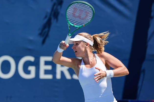 WTA, Tennis Damen Masters 1000 National Bank Open Toronto 2026 - Round of 128 - Day 3 Anna Blinkova of Russia plays a forehand during the Women™s Singles round of 128 match against Rebecca Sramkova of Slovakia on day 3 of the WTA Masters 1000 National Bank Open at Sobeys Stadium on August 3, 2026, in Toronto, Canada. (Photo by Leonardo Ramirez Eyepix Group) Copyright: xLeonardoxRamirezx xEyepixxGroupx LR03082026-08095