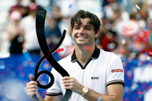 Washington DC Open tennis tournament Taylor Fritz of the USA holds the first place trophy after beating Rafael Jodar of Spain in their Mens Final match at the Washington DC Open tennis tournament, in Washington, DC, USA, 03 August 2026. WASHINGTON DC UNITED STATES  Copyright: xWILLxOLIVERx