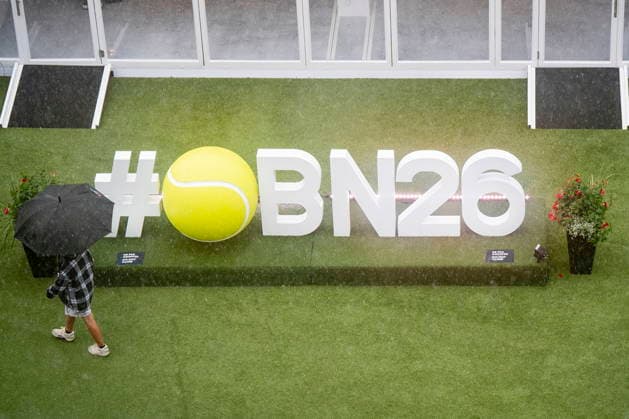 August 3, 2026, Montreal, Pq, Canada: People use umbrellas during a rain delay, on day two of the National Bank Open tennis tournament in Montreal on Monday August 3, 2026. Canada News - August 3, 2026  - ZUMAc35_ 20260803_zaf_c35_006 Copyright: xChristopherxKatsarovx