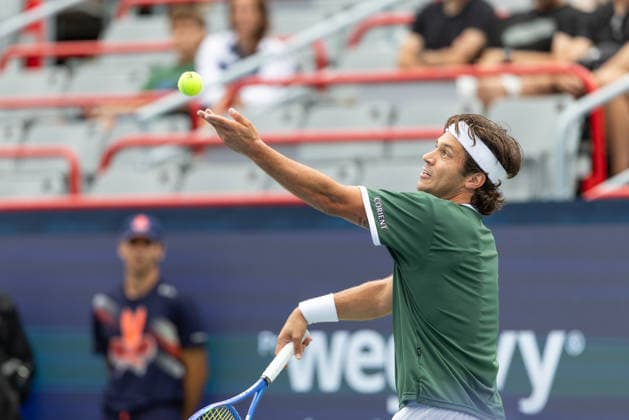 August 3, 2026, Montreal, Quebec, Canada: ALEXIS GALARNEAU from Canada serving in match against Vit Kopriza from Czech Republic in first round at Canadian Open at IGA stadium in Montreal, Quebec, Canada on 2026-08-03 TENNIS: Canadian Open Montreal 2026  - ZUMAl189 20260803_zsp_l189_023 Copyright: xYannickxLegarex