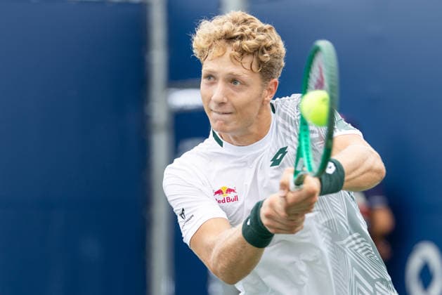 August 3, 2026, Montreal, Quebec, Canada: MARTIN LANDALUCE from Spain backhand in match against Nicolas Mejia from Colombia in first round at Canadian Open at IGA stadium in Montreal, Quebec, Canada on 2026-08-03 Montreal Canada - ZUMAl189 20260803_zsp_l189_029 Copyright: xYannickxLegarex