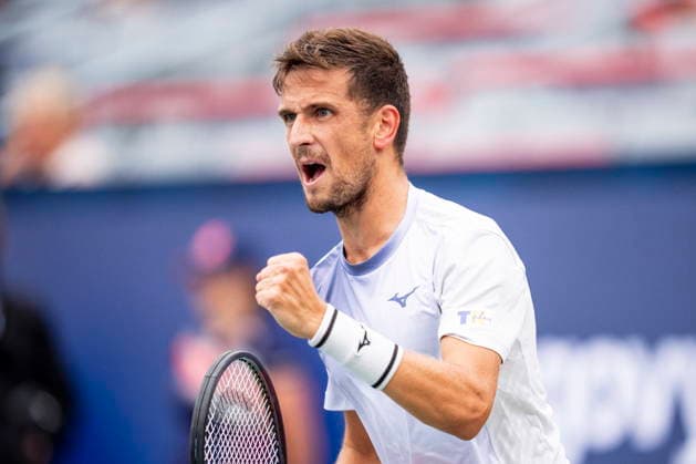 August 3, 2026, Montreal, Pq, Canada: Vit Kopriva of Czechia reacts during first round match against Alexis Galarneau of Canada, on day two of the National Bank Open tennis tournament in Montreal on Monday August 3, 2026. Canada News - August 3, 2026  - ZUMAc35_ 20260803_zaf_c35_023 Copyright: xChristopherxKatsarovx