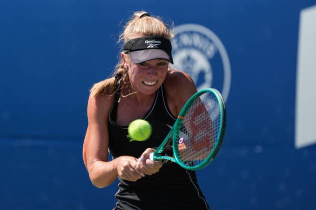 WTA, Tennis Damen Masters 1000 National Bank Open Toronto 2026 - Round of 128 - Day 3 Magdalena French of Poland plays a backhand during the Women™s Singles round of 128 match against Leolia Jeanjean of France on day 3 of the WTA Masters 1000 National Bank Open at Sobeys Stadium on August 3, 2026, in Toronto, Canada. (Photo by Leonardo Ramirez Eyepix Group) Copyright: xLeonardoxRamirezx xEyepixxGroupx LR03082026-09754