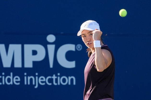 WTA, Tennis Damen Masters 1000 National Bank Open Toronto 2026 - Round of 128 - Day 3 Janice Tjen of Indonesia celebrates after a point during the Women™s Singles round of 128 match against Liudmila Samsonova of Russia on day 3 of the WTA Masters 1000 National Bank Open at Sobeys Stadium on August 3, 2026, in Toronto, Canada. (Photo by Leonardo Ramirez Eyepix Group) Copyright: xLeonardoxRamirezx xEyepixxGroupx LR03082026-03950