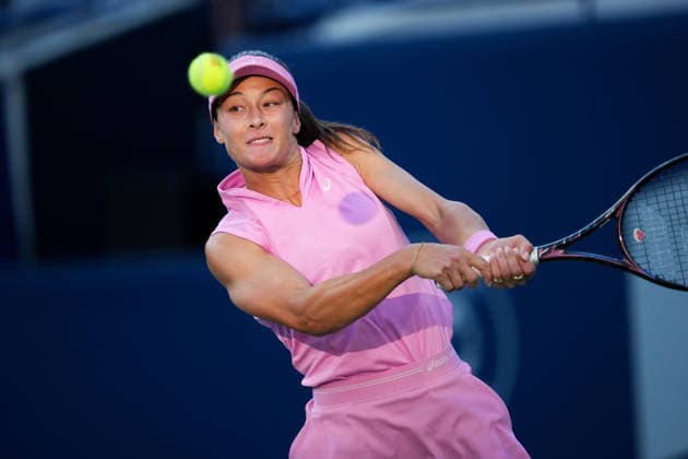 National Bank Open 2026 - Day 3 TORONTO, CANADA - AUGUST 3 : Zeynep Sonmez of Turkiye in action against Rebecca Marino of Canada in the round of 128 during the WTA, Tennis Damen 1000 National Bank Open in Toronto, Ontario, Canada on August 3, 2026. Mert Alper Dervis Anadolu Ontario Canada. Editorial use only. Please get in touch for any other usage.  Copyright: x2026xAnadoluxMertxAlperxDervisx