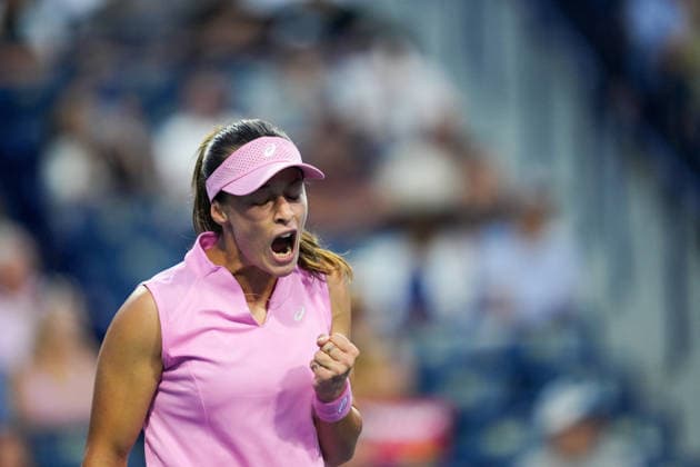 National Bank Open 2026 - Day 3 TORONTO, CANADA - AUGUST 3 : Zeynep Sonmez of Turkiye celebrates after scoring a point against Rebecca Marino of Canada in the round of 128 during the WTA, Tennis Damen 1000 National Bank Open in Toronto, Ontario, Canada on August 3, 2026. Mert Alper Dervis Anadolu Ontario Canada. Editorial use only. Please get in touch for any other usage.  Copyright: x2026xAnadoluxMertxAlperxDervisx