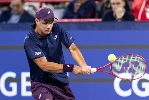 August 3, 2026, Montreal, Quebec, Canada: KAMI MAJCHRZAK from Poland backhand in match against Gael Monfils from France in first round at Canadian Open at IGA stadium in Montreal, Quebec, Canada on 2026-08-03 TENNIS: Canadian Open Montreal 2026  - ZUMAl189 20260803_zsp_l189_103 Copyright: xYannickxLegarex