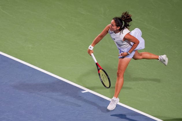 WTA, Tennis Damen Masters 1000 National Bank Open Toronto 2026 - Round of 128 - Day 3 Daria Kasatkina of Australia serves during the Women™s Singles round of 128 match against Wang Xiyu of China on day 3 of the WTA Masters 1000 National Bank Open at Sobeys Stadium on August 3, 2026, in Toronto, Canada. (Photo by Leonardo Ramirez Eyepix Group) Copyright: xLeonardoxRamirezx xEyepixxGroupx LR_03082026_07801