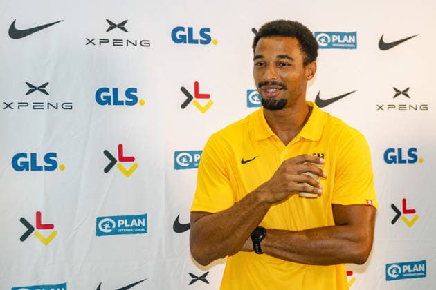 Leo Neugebauer (GER, VfB Stuttgart) stellt sich den Fragen der Reporter. Pressekonferenz DLV Media Days, Mehrkampf, Leichathletik, Saison 2026 2027, 04.08.2026 Pressekonferenz DLV Media Days, Mehrkampf, Saison 2026 2027, 04.08.2026 Leverkusen *** Leo Neugebauer (GER), VfB Stuttgart, answers reporters questions at the DLV Media Days press conference: Combined Events, Track and Field, 2026–2027 Season, August 4, 2026 DLV Media Days press conference, combined events, 2026–2027 season, August 4, 2026, Leverkusen Copyright: xEibner-Pressefoto ThomasxHaeslerx EP_THR