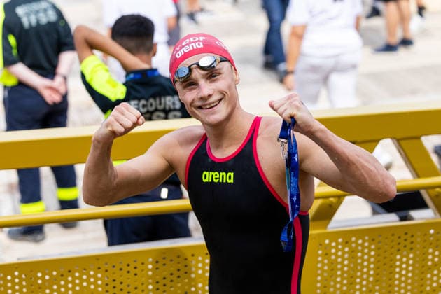 SWIMMING - EAC 2026 PARIS,FRANCE,04.AUG.26 - SWIMMING - European Aquatics Championships Paris 2026, open water, 10km, men. Image shows Luca Karl (AUT).  GEPAxpictures xPhilippxBrem