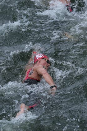 SWIMMING - EAC 2026 PARIS,FRANCE,04.AUG.26 - SWIMMING - European Aquatics Championships Paris 2026, open water, 10km, men. Image shows Luca Karl (AUT).  GEPAxpictures xPhilippxBrem