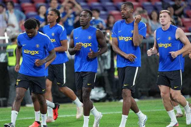 Hong Kong Football Festival 2026: Chelsea Football Club Danny Welbeck, Tosin Adarabioyo, Liam Delap of Chelsea Football Club during open training at Kai Tan Stadium during the Hong Kong Football Festival 2026 on August 4, 2026 in Hong Kong. (Photo by Ellan Mad Nexpher Images) Honng Konng