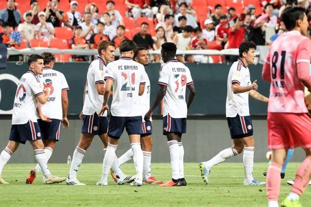 SKO, Jubel beim FC Bayern, Tor zum 0:1 durch die Nummer 30 Cassiano Kiala, SK Jeju vs. FC Bayern Muenchen,Testspiel, Suedostasien-Reise, Saison 2026-27, 04.08.2026 *** SKO, Jubilation at FC Bayern, Goal to make it 0–1 by No. 30 Cassiano Kiala, SK Jeju vs. FC Bayern Munich, Friendly Match, Southeast Asia Tour, 2026–27 Season, April 8, 2026 Copyright: xEibner-Pressefotox EP_JNL