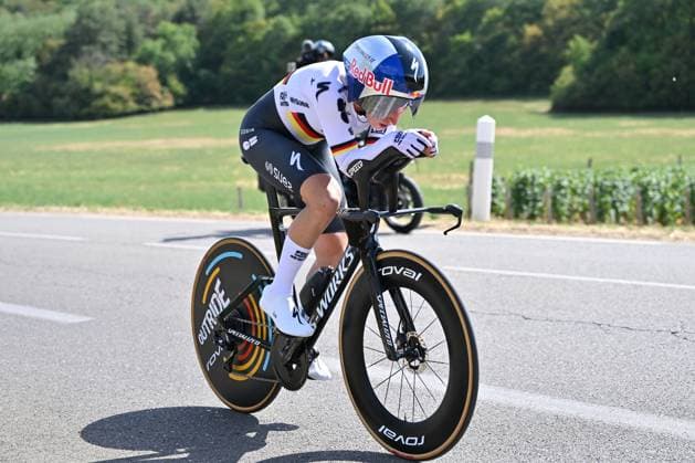 04.08.2026 --- Lacets de Marsannay, Frankreich --- Radsport --- Tour De France Femmes --- 4. Etappe Einzelzeitfahren von Gevrey-Chambertin nach Dijon --- --- Franziska Koch (FDJ Suez) Tour De France Femmes stage 4 *** August 4, 2026, Lacets de Marsannay, France, Cycling, Tour de France Femmes, Stage 4, Individual Time Trial from Gevrey-Chambertin to Dijon, Franziska Koch, FDJ Suez, Tour de France Femmes, Stage 4