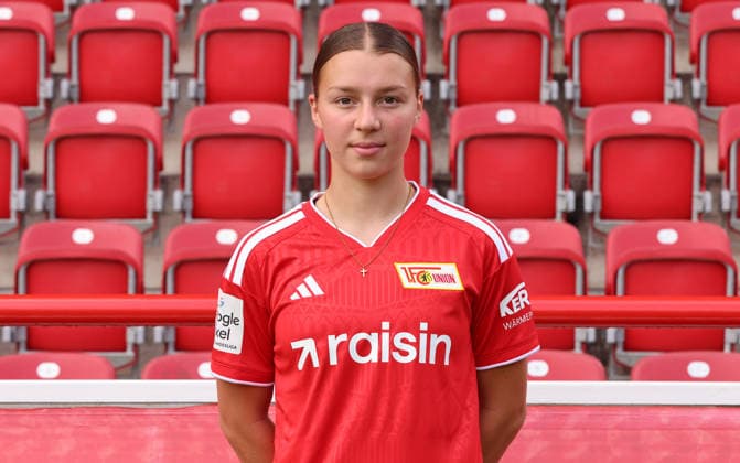 Marike Laidler ; 1.FC Union Berlin FCU Fußball 1.BL Bundesliga Frauen Damen Porträttermin Saison 2026 2027 Headshot, Porträt, Portrait, Vorstellung, Präsentation, Pressetermin, GER 04.08.2026 *** Marike Laidler 1 FC Union Berlin FCU Soccer 1 BL Women s Bundesliga Women s Team Photo Shoot 2026–2027 Season Headshot, Portrait, Introduction, Presentation, Press Event, GER 04 08 2026