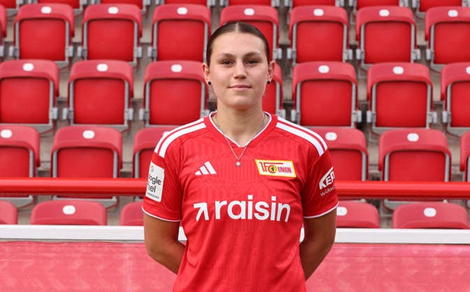 Antonia Halverkamps ; 1.FC Union Berlin FCU Fußball 1.BL Bundesliga Frauen Damen Porträttermin Saison 2026 2027 Headshot, Porträt, Portrait, Vorstellung, Präsentation, Pressetermin, GER 04.08.2026 *** Antonia Halverkamp, 1. FC Union Berlin (FCU), Soccer, Women s Bundesliga, Portrait Session, 2026–2027 Season, Headshot, Portrait, Introduction, Presentation, Press Event, GER 04 08 2026