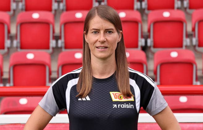 Trainerin Marie Louise Eta ; 1.FC Union Berlin FCU Fußball 1.BL Bundesliga Frauen Damen Porträttermin Saison 2026 2027 Headshot, Porträt, Portrait, Vorstellung, Präsentation, Pressetermin, GER 04.08.2026 *** Coach Marie Louise Eta, 1. FC Union Berlin (FCU), Women s Soccer, Bundesliga, Women s Team, Photo Shoot, 2026–2027 Season, Headshot, Portrait, Introduction, Presentation, Press Event, GER 04 08 2026