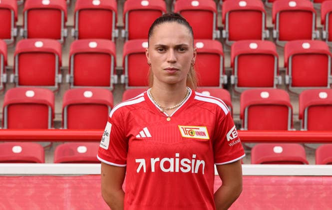 Jill Janssens ; 1.FC Union Berlin FCU Fußball 1.BL Bundesliga Frauen Damen Porträttermin Saison 2026 2027 Headshot, Porträt, Portrait, Vorstellung, Präsentation, Pressetermin, GER 04.08.2026 *** Jill Janssens 1 FC Union Berlin FCU Soccer 1 BL Women s Bundesliga Women s Team Photo Shoot 2026–2027 Season Headshot, Portrait, Introduction, Presentation, Press Event, GER 04 08 2026