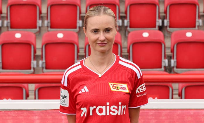 Judith Steinert ; 1.FC Union Berlin FCU Fußball 1.BL Bundesliga Frauen Damen Porträttermin Saison 2026 2027 Headshot, Porträt, Portrait, Vorstellung, Präsentation, Pressetermin, GER 04.08.2026 *** Judith Steinert 1 FC Union Berlin FCU Soccer 1 BL Bundesliga Women s League Portrait Session 2026–2027 Season Headshot, Portrait, Introduction, Presentation, Press Event, GER 04 08 2026