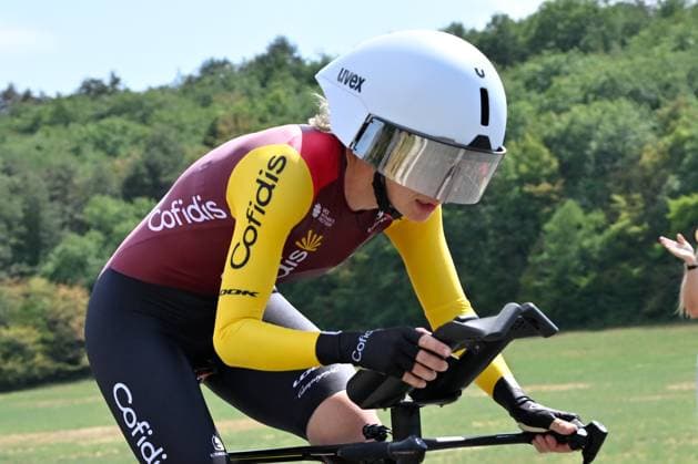 04.08.2026 --- Lacets de Marsannay, Frankreich --- Radsport --- Tour De France Femmes --- 4. Etappe Einzelzeitfahren von Gevrey-Chambertin nach Dijon --- --- Hannah Ludwig (Team Cofidis) Tour De France Femmes stage 4 *** August 4, 2026, Lacets de Marsannay, France, Cycling, Tour de France Femmes, Stage 4, Individual Time Trial from Gevrey-Chambertin to Dijon, Hannah Ludwig, Team Cofidis, Tour de France Femmes, Stage 4