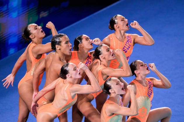 260804 Athletes of team Greece compete in artistic swimming team technical final during day five of the 2026 European Aquatics Championships on August 4, 2026 in Saint-Denis. Photo: Joel Marklund BILDBYRAN kod JM JM0831 bbeng konstsim artistic swimming 2026 european aquatics championships em *** August 4, 2026: Members of Team Greece compete in the artistic swimming team technical final on the fifth day of the 2026 European Aquatics Championships on August 4, 2026 in Saint Denis. Photo by Joel Marklund, BILDBYRAN. Code: JM JM0831 bbeng artistic swimming 2026 European Aquatics Championships EM  Copyright: JOELxMARKLUND BB260804JM035