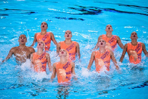 260804 Athletes of team Greece compete in artistic swimming team technical final during day five of the 2026 European Aquatics Championships on August 4, 2026 in Saint-Denis. Photo: Joel Marklund BILDBYRAN kod JM JM0831 bbeng konstsim artistic swimming 2026 european aquatics championships em *** August 4, 2026: Members of Team Greece compete in the artistic swimming team technical final on the fifth day of the 2026 European Aquatics Championships on August 4, 2026 in Saint Denis. Photo by Joel Marklund, BILDBYRAN. Code: JM JM0831 bbeng artistic swimming 2026 European Aquatics Championships EM  Copyright: JOELxMARKLUND BB260804JM036