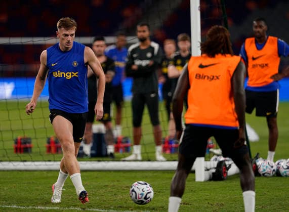 HONGKONG-SOCCER FOOTBALL-FEST Liam Delap of Chelsea Football Club during open training at Kai Tan Stadium during the Hong Kong Football Festival 2026 in Hong Kong, August 4, 2026. NEXPHER Vernon Yuen HONG KONG