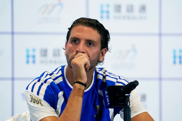 HONGKONG-SOCCER FOOTBALL-FEST Manuel Locatelli of Juventus FC at press conference, PK, Pressekonferenz at Kai Tan Stadium during the Hong Kong Football Festival 2026 in Hong Kong, August 4, 2026. NEXPHER Vernon Yuen HONG KONG