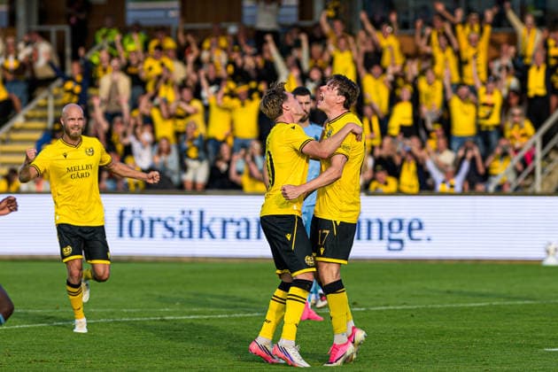 260804 Elliot Stroud of Mjällby celebrates after 1-0 during the Champions League football qualifying match between Mjällby and Slovan Bratislava on August 4, 2026 in Hällevik. Photo: Christoffer Borg Mattisson BILDBYRAN COP 261 CB0545 fotboll football soccer fotball uefa champions league champions league mjällby slovan bratislava bbeng jubel *** August 4, 2026: Elliot Stroud of Mjällby celebrates after scoring the 1-0 goal during the Champions League soccer qualifying match between Mjällby and Slovan Bratislava on August 4, 2026 in Hällevik. Photo by Christoffer Borg Mattisson, BILDBYRAN COP 261 CB0545 soccer football UEFA Champions League Mjällby Slovan Bratislava BBENG celebration  Copyright: CHRISTOFFERxBORGxMATTISSON BB260804CB092