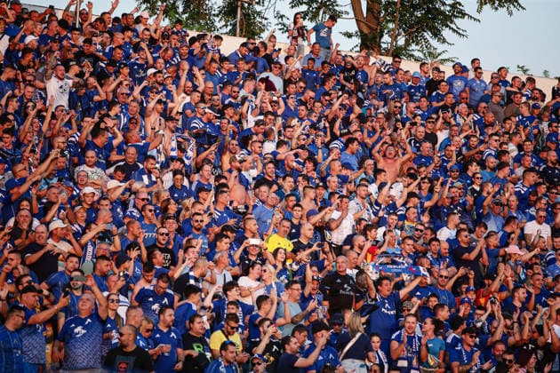 IPA87238002 - Levski fans before the Champions League qualifying match between PFC Levski Sofia and FC Kairat Almaty at Vivacom Arena Georgi Asparuhov in Sofia, Bulgaria, on August 4, 2026  Copyright: xIvanxSxIvanov IPAxSportx xx 87238002