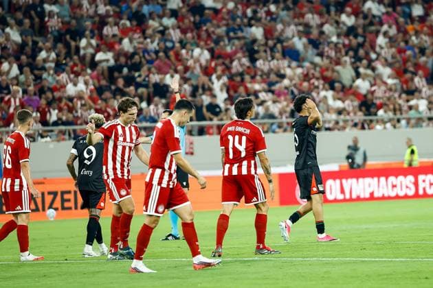 Athens , 04-08-2026 , Stadio Georgios Karaiskakis , third qualifying round of the Champions League , season 2026 2027 , Olympiakos - NEC , picture shows NEC players Olympiakos - NEC  x205451807x Copyright: