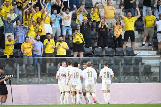 Royale Union Saint-Gilloise v Bodo Glimt - UEFA Champions League OOSTENDE, BELGIUM - AUGUST 04 : The players of Bodo Glimt celebrating after scoring the opening goal during the UEFA Champions League 2026 27 third qualifying round first leg between Royale Union Saint-Gilloise and Bodo Glimt on August 4, 2026 in Oostende, Belgium, 04 08 2026 Oostende Belgium  Copyright: xNicoxVereeckenx