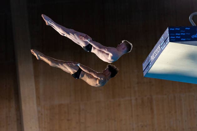 SWIMMING - EAC 2026 PARIS,FRANCE,04.AUG.26 - SWIMMING - European Aquatics Championships Paris 2026, diving, 10m synchronised platform, men. Image shows Ben Cutmore and Euan McCabe.  GEPAxpictures xPhilippxBrem