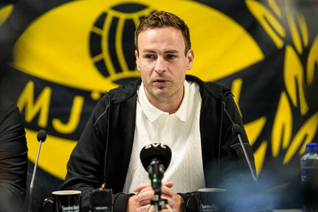 260804 Coach Karl Marius Aksum of Mjällby at the press conference, PK, Pressekonferenz after the Champions League football qualifying match between Mjällby and Slovan Bratislava on August 4, 2026 in Hällevik. Photo: Christoffer Borg Mattisson BILDBYRAN COP 261 CB0545 fotboll football soccer fotball uefa champions league champions league mjällby slovan bratislava bbeng *** August 4, 2026: Coach Karl Marius Aksum of Mjällby at the press conference following the Champions League soccer qualifying match between Mjällby and Slovan Bratislava on August 4, 2026 in Hällevik. Photo by Christoffer Borg Mattisson, BILDBYRAN COP 261 CB0545 soccer football UEFA Champions League Mjällby Slovan Bratislava bbeng  Copyright: CHRISTOFFERxBORGxMATTISSON BB260804CB151