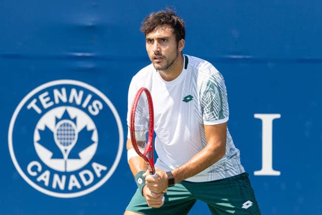 August 4, 2026, Montreal, Quebec, Canada: ROMAN ANDRES BURRUCHAGA waiting service from Argentina in match against Alexei Popyrin from Australia in first round at Canadian Open at IGA stadium in Montreal, Quebec, Canada on 2026-08-04 Montreal Canada - ZUMAl189 20260804_zsp_l189_047 Copyright: xYannickxLegarex