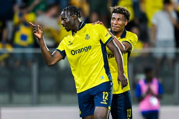 Royale Union Saint-Gilloise v Bodo Glimt - UEFA Champions League OOSTENDE, BELGIUM - AUGUST 04 : David Promise Oluwatobi forward of Royale Union Saint-Gilloise celebrates after scoring during the UEFA Champions League 2026 27 third qualifying round first leg between Royale Union Saint-Gilloise and Bodo Glimt on August 4, 2026 in Oostende, Belgium, 04 08 2026 Oostende Belgium  Copyright: xNicoxVereeckenx