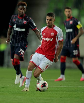 Crvena Zvezda v Hapoel Beer Sheva, UEFA Champions League third qualifying round, first leg, Season 2026 2027 Szombathely, Hungary. 4th August, 2026. Hapoel s Zahi Ahmad during the UEFA Champions League third qualifying round, first leg football match between Crvena Zvezda (Red Star) and Hapoel Be er Sheva at the Haladas Stadium on August 4, 2026 in Szombathely, Hungary. Szombathely Hungary Copyright: xPedjaxMilosavljevicx x