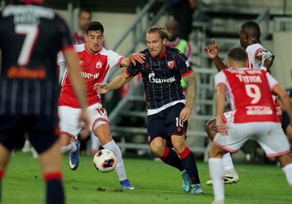 Crvena Zvezda v Hapoel Beer Sheva, UEFA Champions League third qualifying round, first leg, Season 2026 2027 Szombathely, Hungary. 4th August, 2026. Crvena Zvezda s Aleksandar Katai during the UEFA Champions League third qualifying round, first leg football match between Crvena Zvezda (Red Star) and Hapoel Be er Sheva at the Haladas Stadium on August 4, 2026 in Szombathely, Hungary. Szombathely Hungary Copyright: xPedjaxMilosavljevicx x