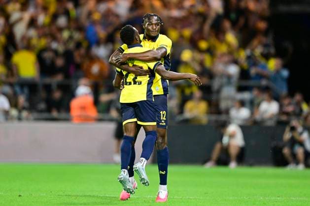 Royale Union Saint-Gilloise v Bodo Glimt - UEFA Champions League OOSTENDE, BELGIUM - AUGUST 04 : David Promise Oluwatobi forward of Royale Union Saint-Gilloise celebrates after scoring during the UEFA Champions League 2026 27 third qualifying round first leg between Royale Union Saint-Gilloise and Bodo Glimt on August 4, 2026 in Oostende, Belgium, 04 08 2026 Oostende Belgium  Copyright: xJanxDexMeuleneirx