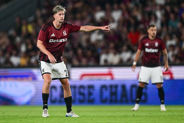 Roman Macek of Sparta during the 1st leg, 3rd qualifying round match of the Football Champions League between Sparta Praha and Olympique Lyon, on August 4, 2026, in Prague, Czech Republic. (CTKxPhoto OndrejxDeml) CTKPhotoP2026080407183  CTKPhotoP2026080407183