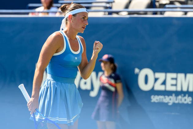 August 4, 2026, Toronto, Ontario, Canada: MARTA KOSTYUK of Ukraine celebrates winning a point during her second-round match against Katherine Sebov of Canada at the National Bank Open, part of the Hologic WTA, Tennis Damen Tour, at Sobeys Stadium. Kostyuk defeated Sebov 7Ã¢â‚¬6(4), 6Ã¢â‚¬0 to advance to the third round. Toronto Canada - ZUMAr228 20260804_znp_r228_023 Copyright: xVasiliyxRyabykhx