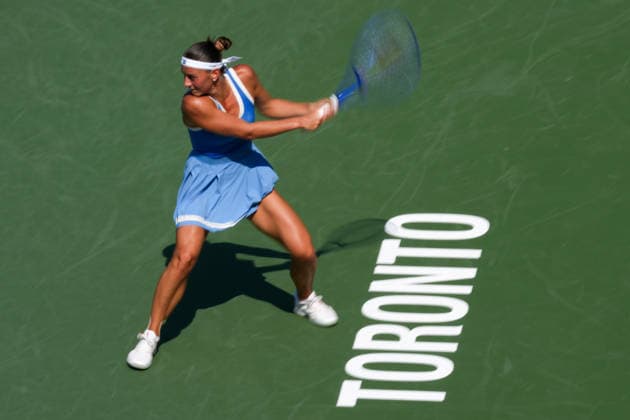 National Bank Open 2026 - Day 4 TORONTO, CANADA - AUGUST 4 : Marta Kostyuk of Ukraine in action against Katherine Sebov of Canada in the round of 64 during the WTA, Tennis Damen 1000 National Bank Open in Toronto, Ontario, Canada on August 4, 2026. Mert Alper Dervis Anadolu Ontario Canada. Editorial use only. Please get in touch for any other usage.  Copyright: x2026xAnadoluxMertxAlperxDervisx