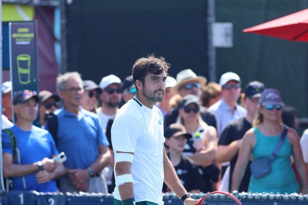 ATP, Tennis Herren Masters 1000 National Bank Open Montreal 2026 - Round of 64 - Day 4 Roman Andres Burruchaga of Argentina looks on during the Men™s Singles round of 64 match against Alexei Popyrin of Australia on day 4 of the ATP Masters1000 National Bank Open at IGA Stadium. on August 4, 2026, in Montreal, Canada. (Photo by Horacio Zamora Eyepix Group) Copyright: xHoracioxZamorax xEyepixxGroupx HZ_04082026_193815