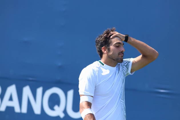 ATP, Tennis Herren Masters 1000 National Bank Open Montreal 2026 - Round of 64 - Day 4 Roman Andres Burruchaga of Argentina reacts during the Men™s Singles round of 64 match against Alexei Popyrin of Australia on day 4 of the ATP Masters1000 National Bank Open at IGA Stadium. on August 4, 2026, in Montreal, Canada. (Photo by Horacio Zamora Eyepix Group) Copyright: xHoracioxZamorax xEyepixxGroupx HZ_04082026_193823