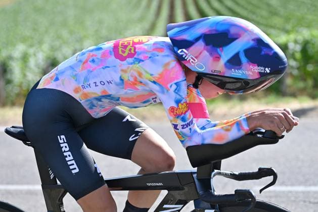 04.08.2026 --- Lacets de Marsannay, Frankreich --- Radsport --- Tour De France Femmes --- 4. Etappe Einzelzeitfahren von Gevrey-Chambertin nach Dijon --- --- Kasia Niewiadoma-Phinney (Canyon Sram) Tour De France Femmes stage 4 *** August 4, 2026, Lacets de Marsannay, France, Cycling, Tour de France Femmes, Stage 4, Individual Time Trial from Gevrey-Chambertin to Dijon, Kasia Niewiadoma Phinney, Canyon SRAM, Tour de France Femmes, Stage 4