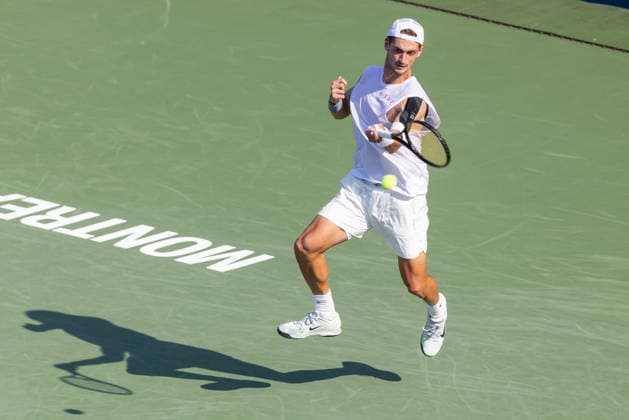 August 4, 2026, Montreal, Quebec, Canada: TERENCE ATMANE from France forehand in match against Jack Draper from Great Britain in first round at Canadian Open at IGA stadium in Montreal, Quebec, Canada on 2026-08-04 Montreal Canada - ZUMAl189 20260804_zsp_l189_076 Copyright: xYannickxLegarex