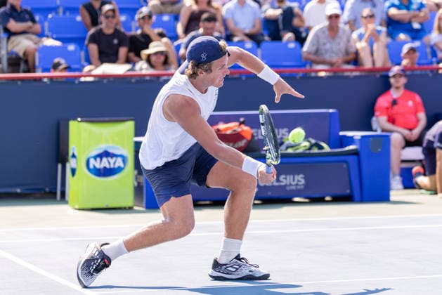 August 4, 2026, Montreal, Quebec, Canada: LIAM DRAXL from Canada forehand in match against Daniel Merida from Spain in first round at Canadian Open at IGA stadium in Montreal, Quebec, Canada on 2026-08-04 Montreal Canada - ZUMAl189 20260804_zsp_l189_080 Copyright: xYannickxLegarex