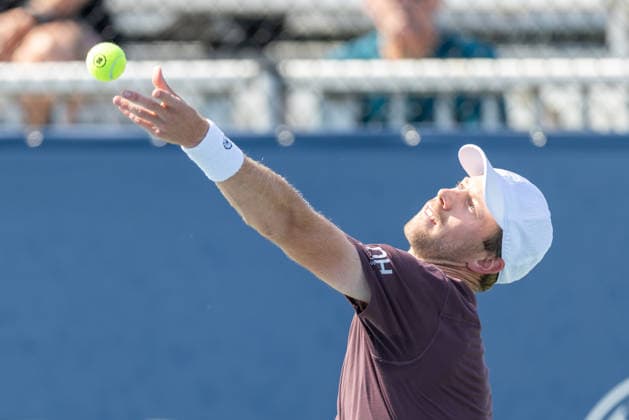August 4, 2026, Montreal, Quebec, Canada: BOTIC VAN DE ZANDSCHULP from Nederlands serving in match against Giovanni Mpetshi Perrigard from France in first round at Canadian Open at IGA stadium in Montreal, Quebec, Canada on 2026-08-04 Montreal Canada - ZUMAl189 20260804_zsp_l189_088 Copyright: xYannickxLegarex
