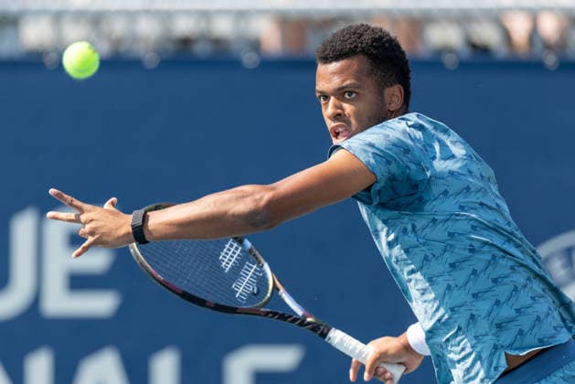 August 4, 2026, Montreal, Quebec, Canada: GIOVANNI MPETSHI PERRIGARD from France forehand in match against Botic Van De Zandschulp from Nederlands in first round at Canadian Open at IGA stadium in Montreal, Quebec, Canada on 2026-08-04 Montreal Canada - ZUMAl189 20260804_zsp_l189_090 Copyright: xYannickxLegarex
