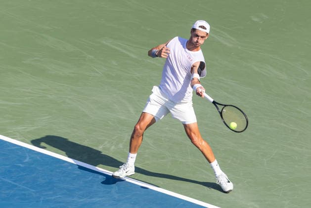 August 4, 2026, Montreal, Quebec, Canada: TERENCE ATMANE from France forehand in match against Jack Draper from Great Britain in first round at Canadian Open at IGA stadium in Montreal, Quebec, Canada on 2026-08-04 Montreal Canada - ZUMAl189 20260804_zsp_l189_103 Copyright: xYannickxLegarex